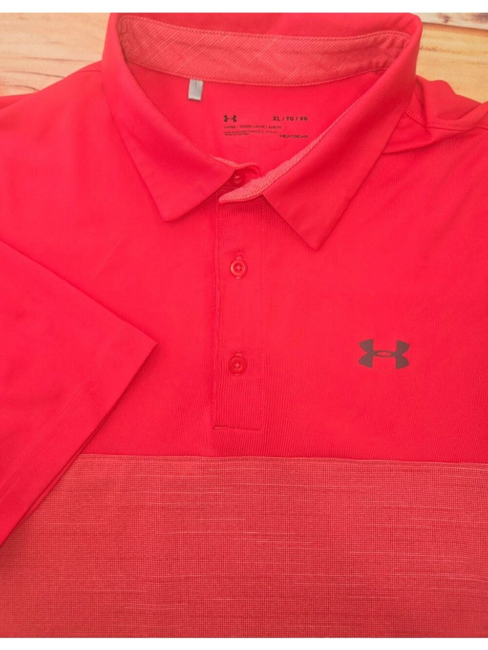 Under Armour Mens Loose Fit Pink HeatGear Polo XL